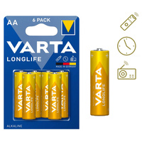 Baterie alkaliczne Longlife AA LR6 MN1500 4106 E91 1,5V 6szt VARTA