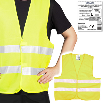 Kamizelka odblaskowa ostrzegawcza dorosłych roz L BHP z atestem CE EN20471