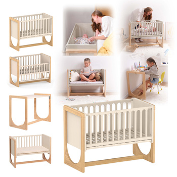 Łóżeczko drewniane dostawne 4w1 dostawka sofa biurko HATO GEUTHER